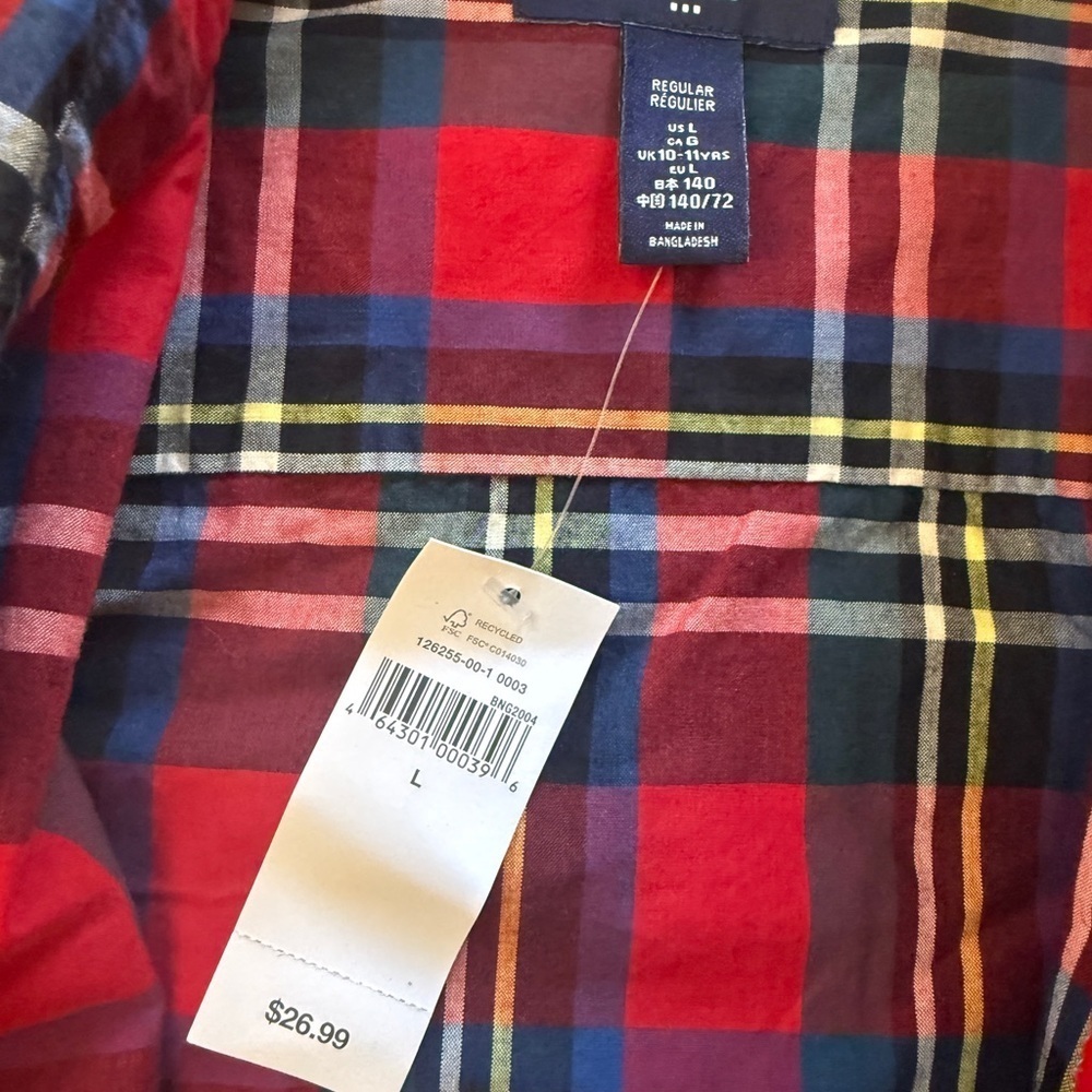 GAP Red Plaid Kids Button Down Shirt - Picture 3 of 4